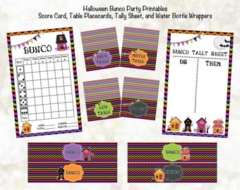 Bunco Printables - Bunco Halloween Scorecard Set - Bunco Decorations - Printable Bunco Party - Bunco Tally Sheet - Bunco Table Cards