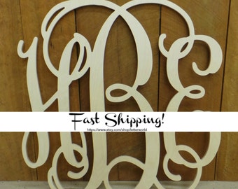 Unpainted Wooden Monogram Wall Hanging - Wall Monogram - Furniture  Accessories - Wall Accessories - Monogram Accessories - Home Decor ,