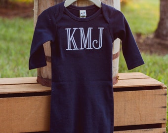 Monogrammed Baby Gown | Newborn Gown | Baby Boy Layette | Baby Shower Gift | Take Home Outfit | Infant Gown | Baby Boy Gown | Baby Gift