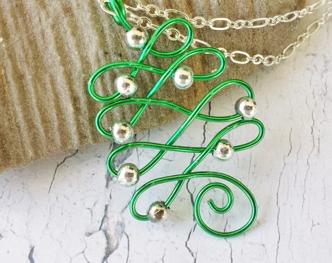 Christmas Tree Necklace ~ Festive, Abstract, Beautiful Tree Pendant ~ Merry Christmas Wish ~ Unique Gift For Mom, Auntie, BFF, Teacher