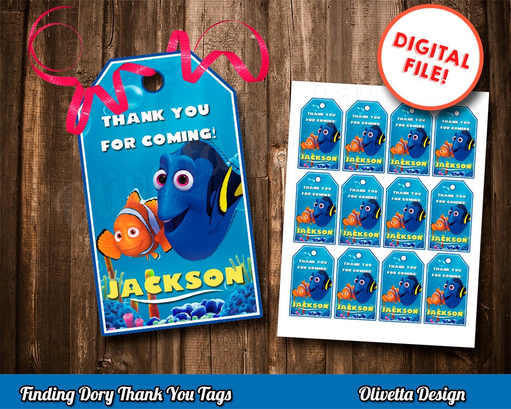 finding dory tags thank you tags tag gift tag printable