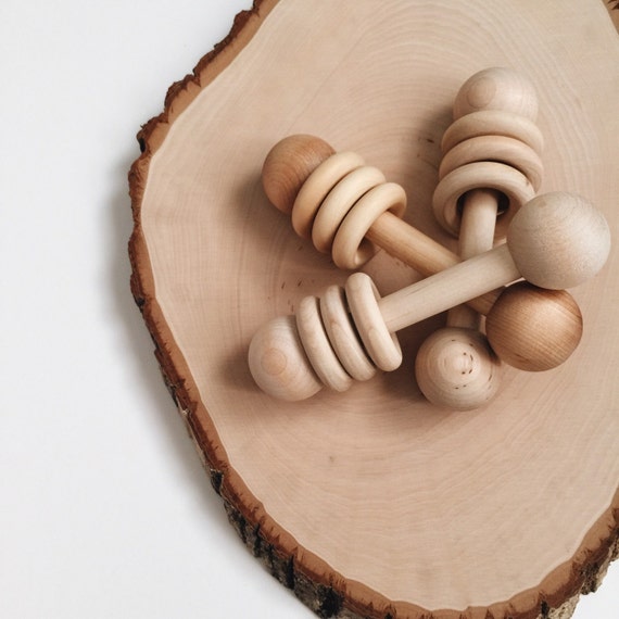 Wooden baby rattle by on Etsy