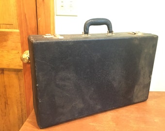 Vintage Luggage Black Suitcase Travel Trunk
