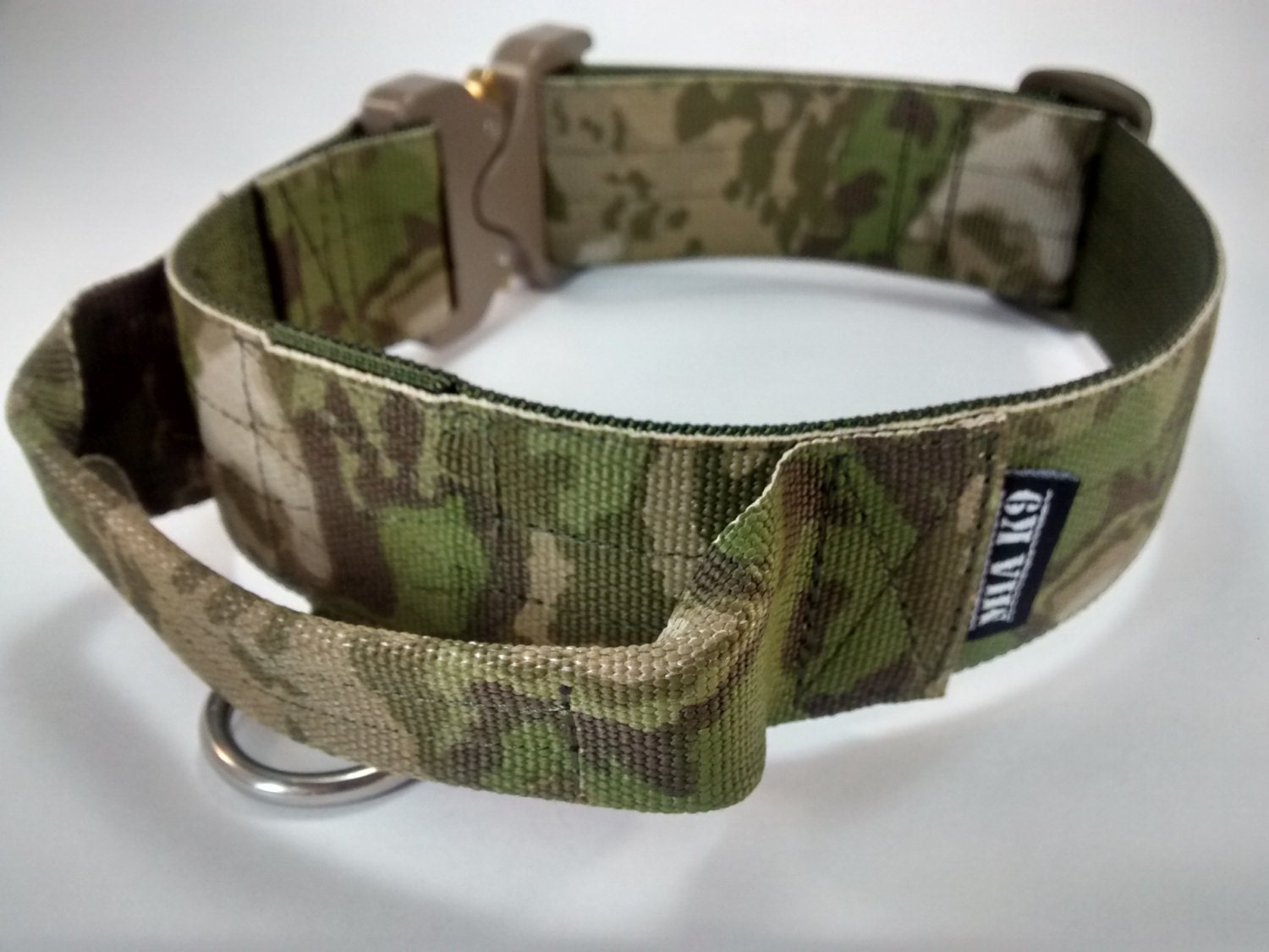 Tactical military dog collar with handle ATacs FG 40mm/