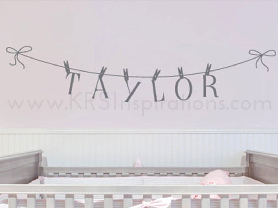 NAME or WORD hanging on a Clothesline Wall Decal