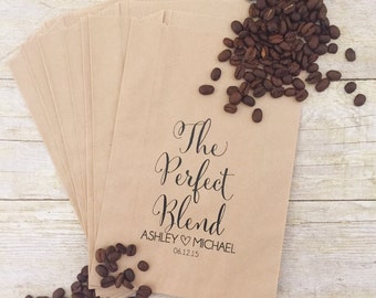 The Perfect Blend, Coffee Wedding Favors, Coffee Favors, Coffee Bags, Wedding Coffee, Personalized Wedding Favors, Favor Bags, Treat Bags