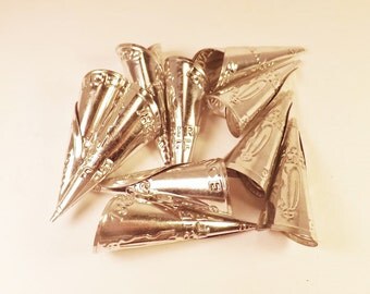 Adult Jingle Cones, Lot of 20, 2 1/2"Metal Cones, Native American Crafts, Regalia, Pow Wow, Rendezvous - Silver tone