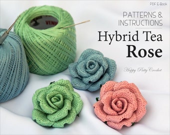 Crochet Flower PATTERN - Crochet Rose Pattern - Crochet Pattern - Brooch Pattern - Crochet Flower Applique - Instant Download