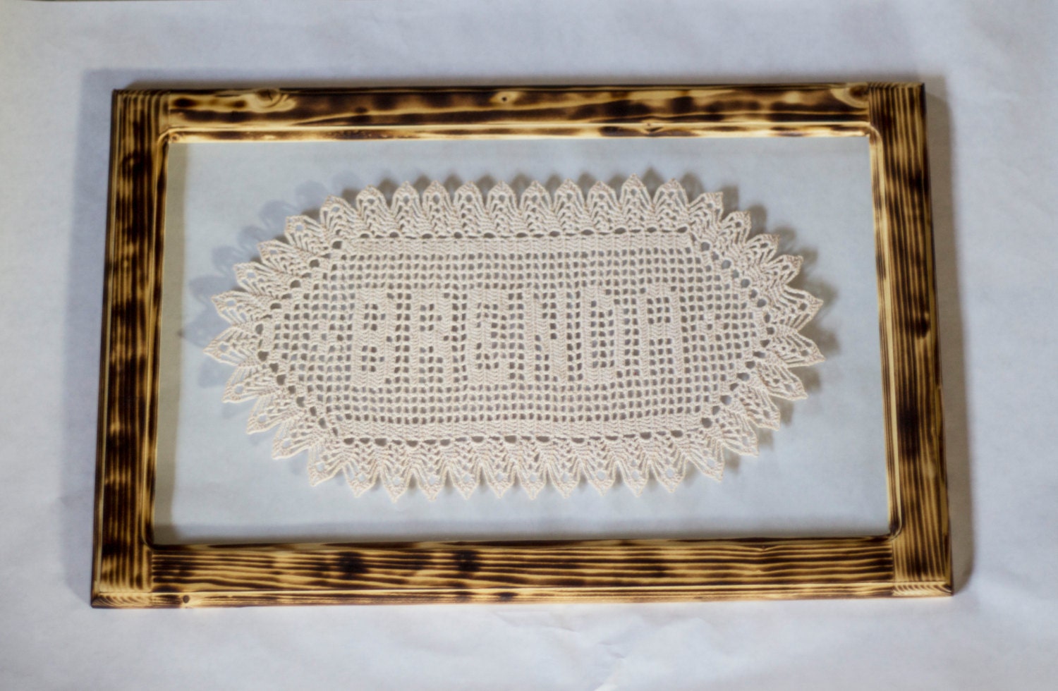 Framed Crochet Name Doily Personalized Crochet Custom 5182