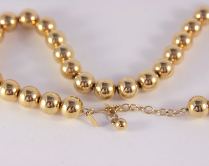 Gold Beads Choker Necklace Sarah Cov Designer Round Balls Vintage Jewelry