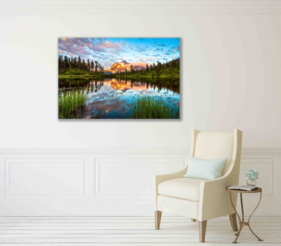 Washington Landscape Lake Sunset Print Mt Shuksan