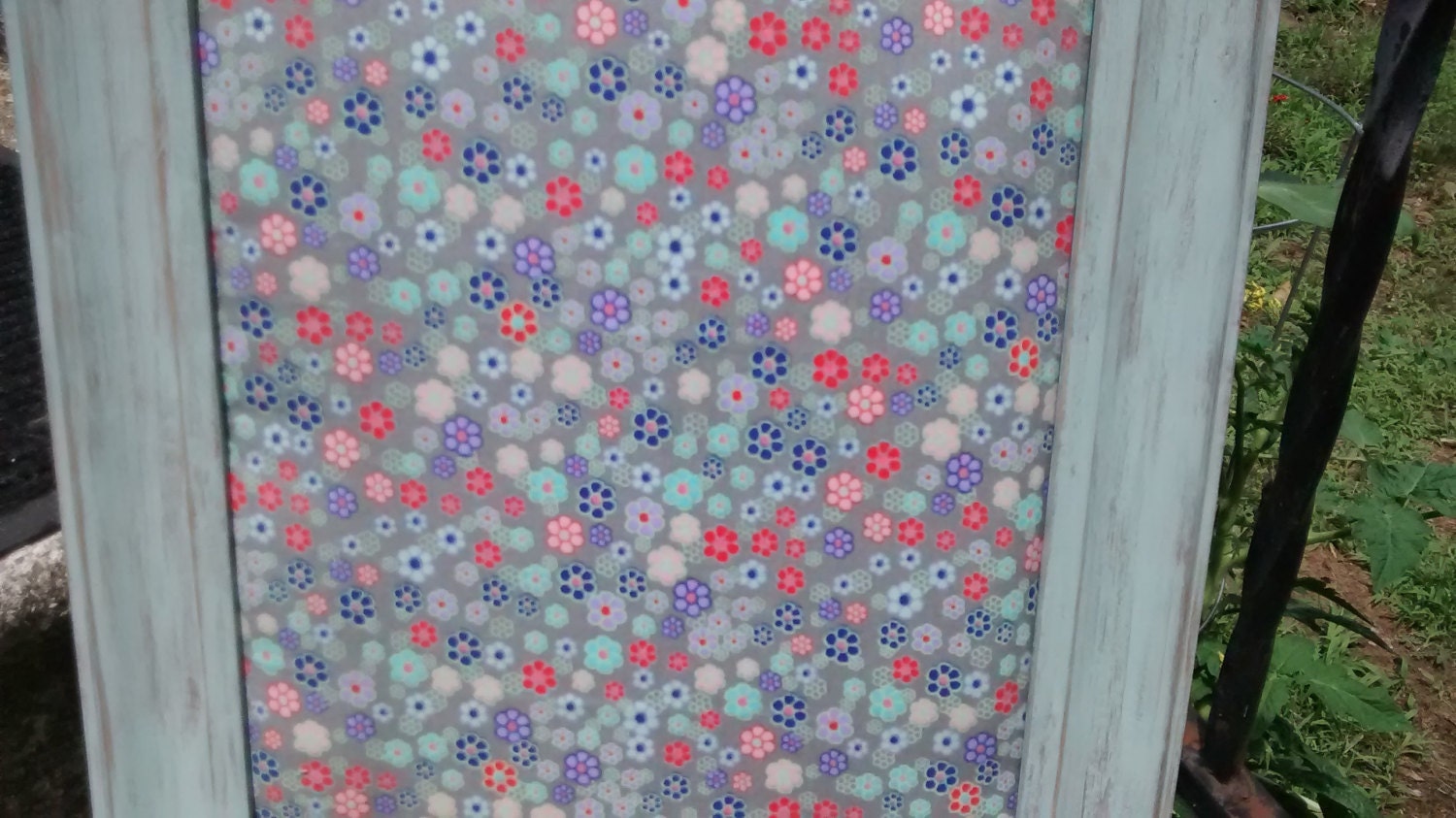 Floral Fabric Memo Board/ Framed Wooden by ...