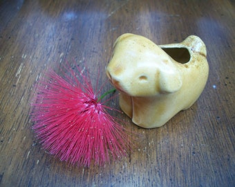 1960s Japan Porcelain Brown Dog Toothpick Holder