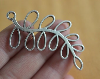 Branch Connector charms Antique Silver Leaf Branch Charm Pendants 25*55mm