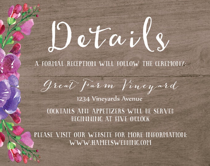 Wood Wedding Invitation, Wedding RSVP card, Wedding Rustic, Wood invitation. Weeding DIY, rustic,floral. Wood Printable wedding invitation.