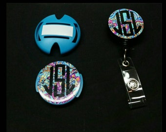 Lilly Pulitzer Inspired Monogram Badge Reel & Stethoscope Id Tag Combo Pack