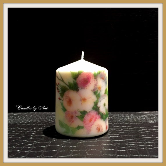 Items similar to DECORATED candle, Handmade candle, Pillar ...