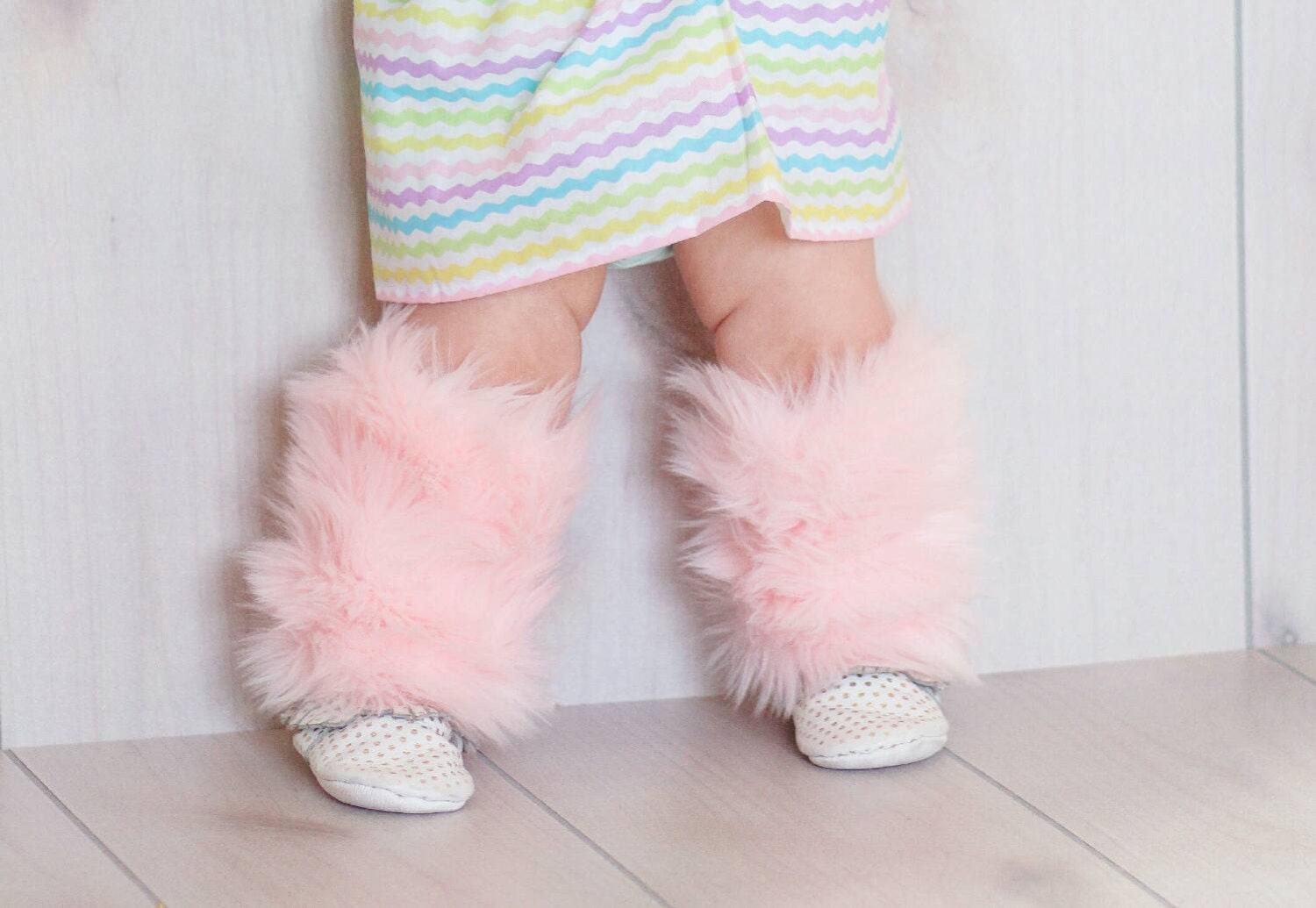 Pink faux fur leg warmers baby leg warmers Valentine's