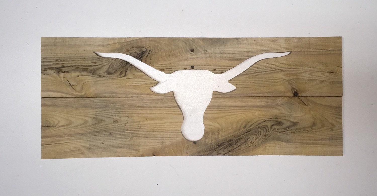 Rustic Texas Longhorn reverse cutout rustic wood wall art made