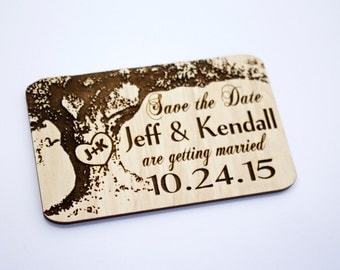 Save The Date Magnets, Wedding Save-The-Date-Magnet, Oak Tree, Wooden Magnet, Wedding Magnet, Wedding Favor, Backyard Wedding, Rustic Card