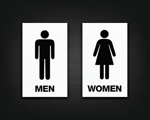 Two Pack Restroom Decals Vinyl Bathroom Decals Men Womens
