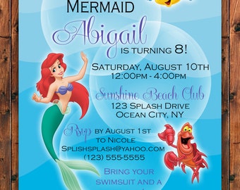 Mermaid Invitation, Little Mermaid Invite, Ariel Invitation, Under The Sea Invitation, Birthday Invitation, Little Mermaid Birthday Invite
