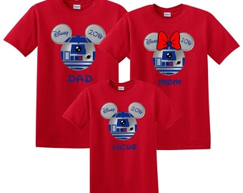 Disney Mickey and Minnie R2D2 Stars Wars Family Vacation T-Shirt DisnylandShirt, Disney Shirt, birthday shirt, Disney Custom T Shirt, Cruise
