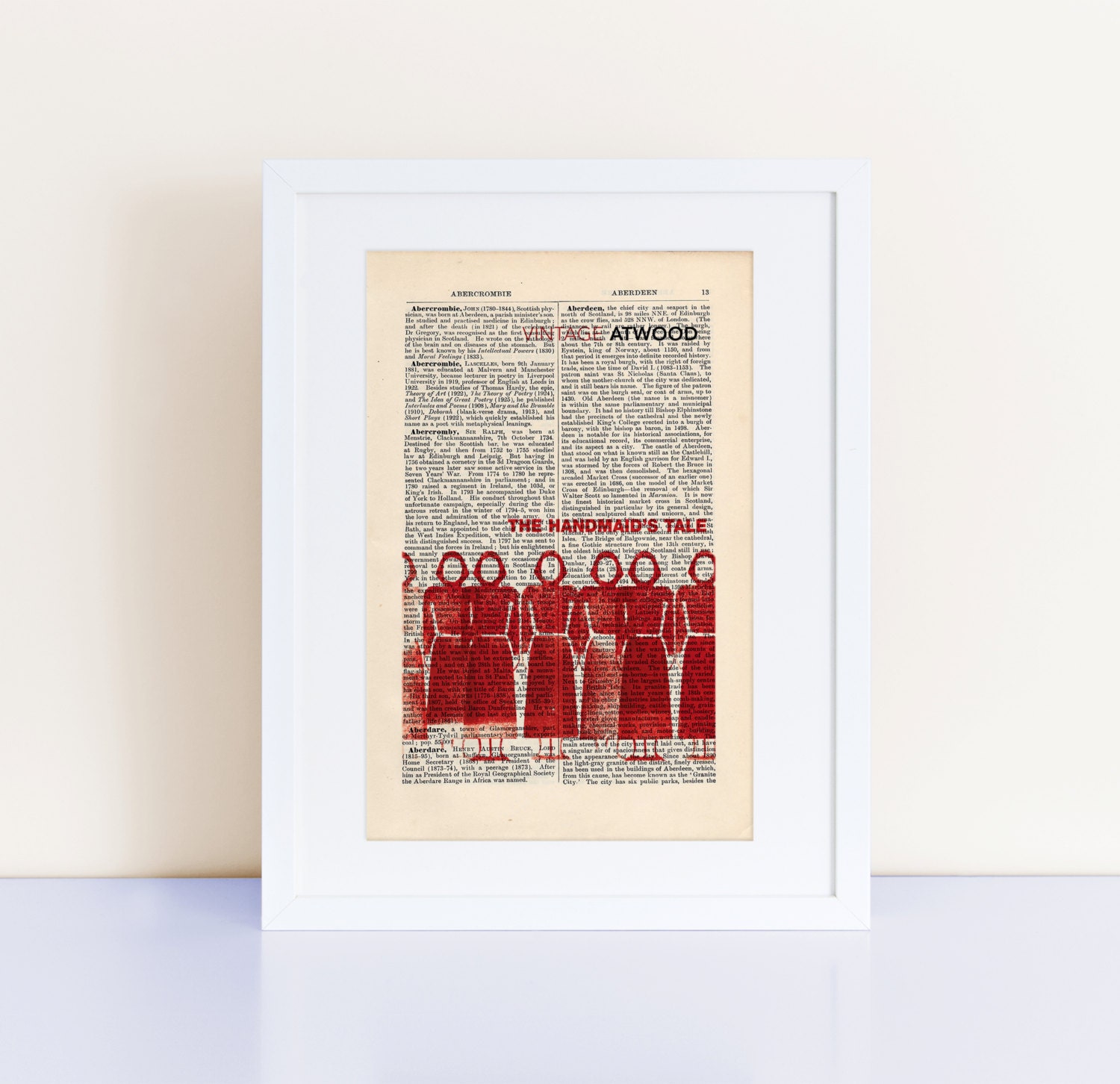 The Handmaid's Tale by Margaret Atwood Print on an antique