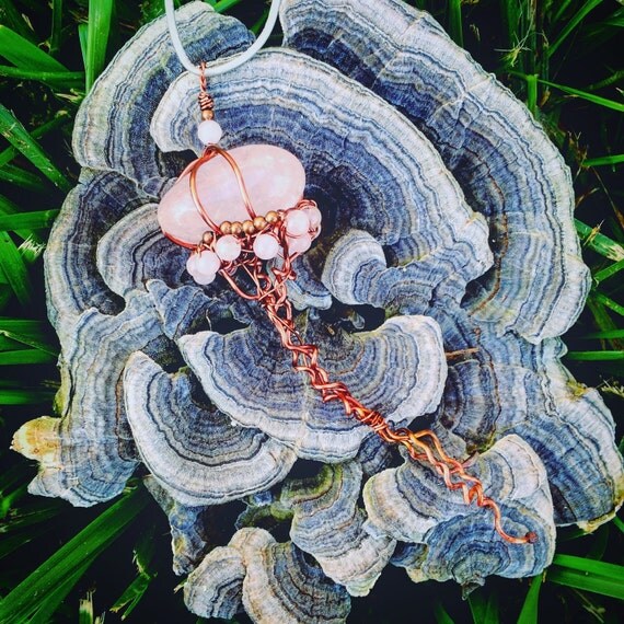 Copper and Gemstone Jellyfish Pendant Necklace