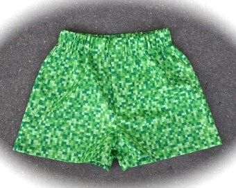 CUSTOM BOY'S BOXERS, Made to Order, Bitmap, Looks Like Minecraft, Video Games, Choose Size and Color