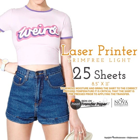 Laser Iron-On TRIM FREE Heat Transfer Paper For Light fabric