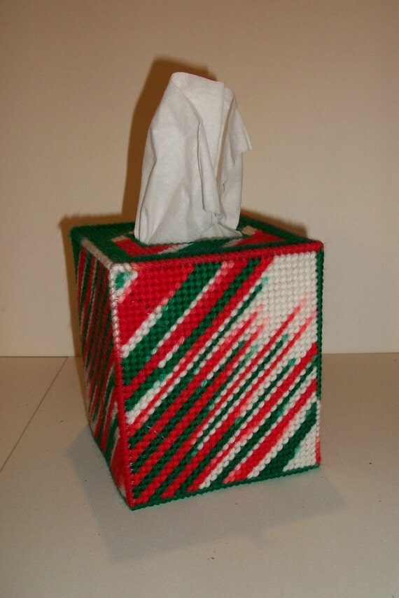 Handmade Plastic Canvas Yarn Square Tissue Box Cover/Holder