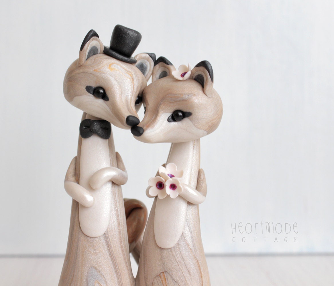 Wolf Wedding Cake Topper Wolves personalized animal clay