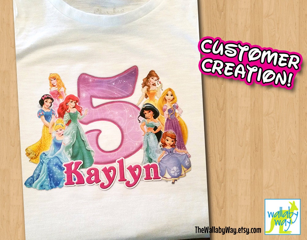 Disney Princess Birthday Printable Iron On Transfer or Use as