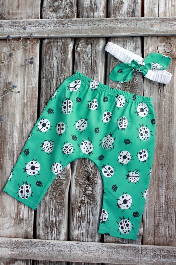 Items similar to ladybug harems. Organic Cotton Sateen.Baby harem pants