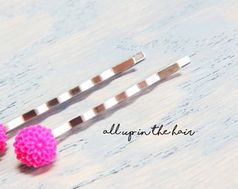 Pink Mum Bobby Pins - Pink Flower Bobby Pins