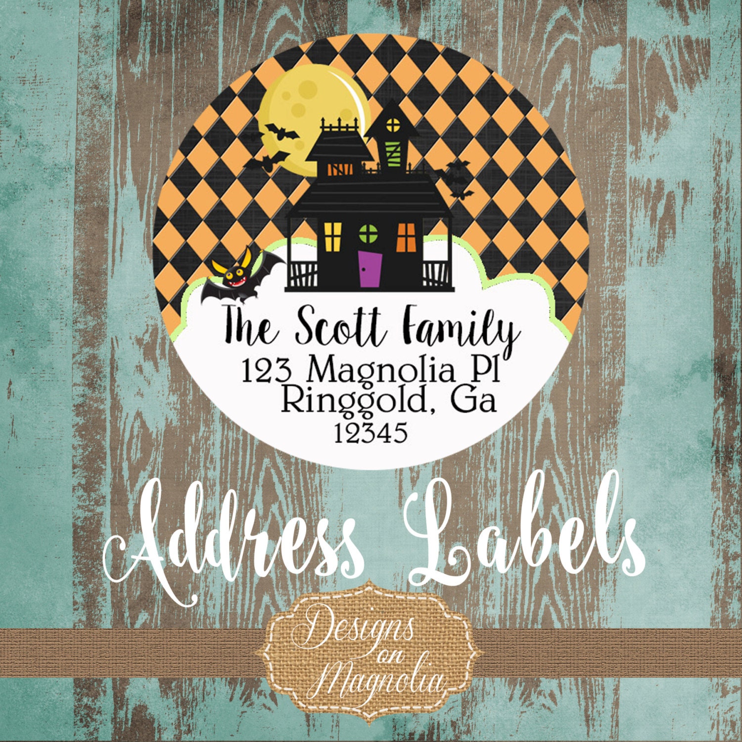 Halloween Address Label Halloween Sticker Haunted House