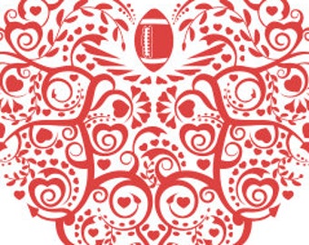 Football Heart SVG DXF Cutting File