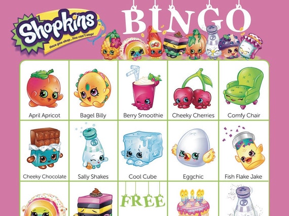 Shopkin Bingo Cards Instant Digital Download 14 Unique