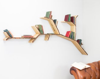 Oak Tree Branch Shelf 2.4m wide by 1.2m high - Unique Bookshelves Idea