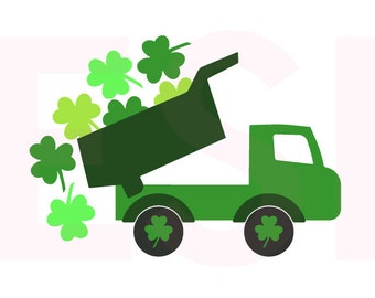 St Patricks Day svg, Truck with shamrock, SVG, DXF, EPS, cutting files, for use with Silhouette Cameo and Cricut Explore. Truck svg,