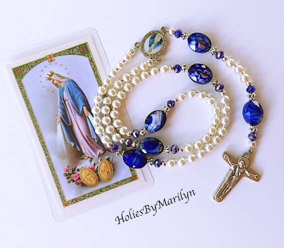 Blue Rosary. Miraculous Medal Rosary. Beautiful By HoliesByMarilyn