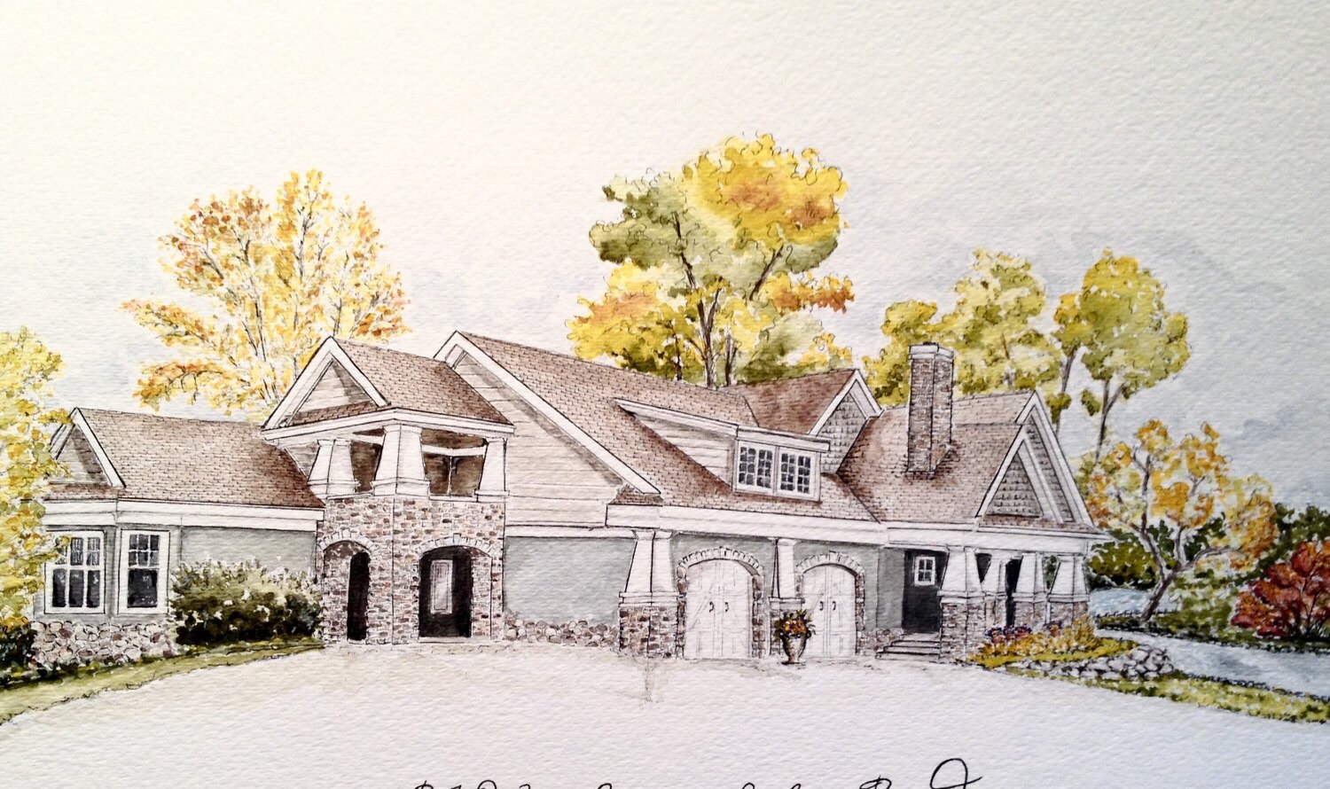 Watercolor house painting 8 x 10 Custom Sketch Realtor Gift