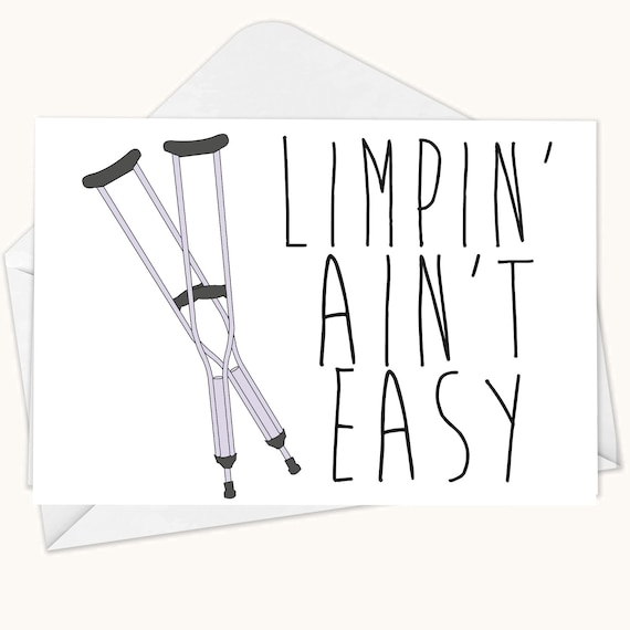 Get Well Soon Card Broken Bone Card Broken Leg Card by KnottyCards