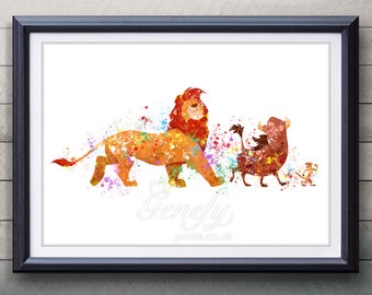 Disney Lion King Watercolor Poster Print - Wall Decor - Watercolor Painting - Watercolor Art - Kids Decor- Nursery Decor