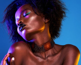 Leather Chainmaille Collar, Leather Choker, BDSM Jewellery, Leather Day Collar, Kink Collar, BDSM Collar Fetish, Sexy Choker, Slave Collar