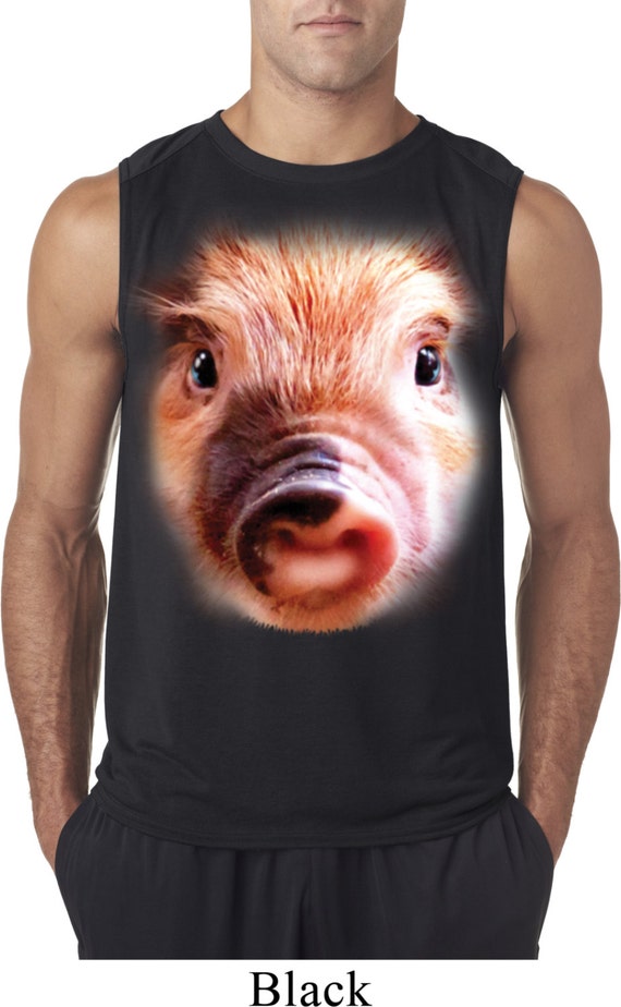 Men's Funny Shirt Big Pig Face Sleeveless Tee T-Shirt
