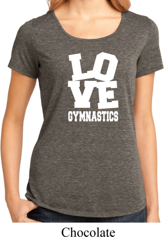 Ladies Gymnastics Shirt Love Gymnastics Lace Back Tee T-Shirt