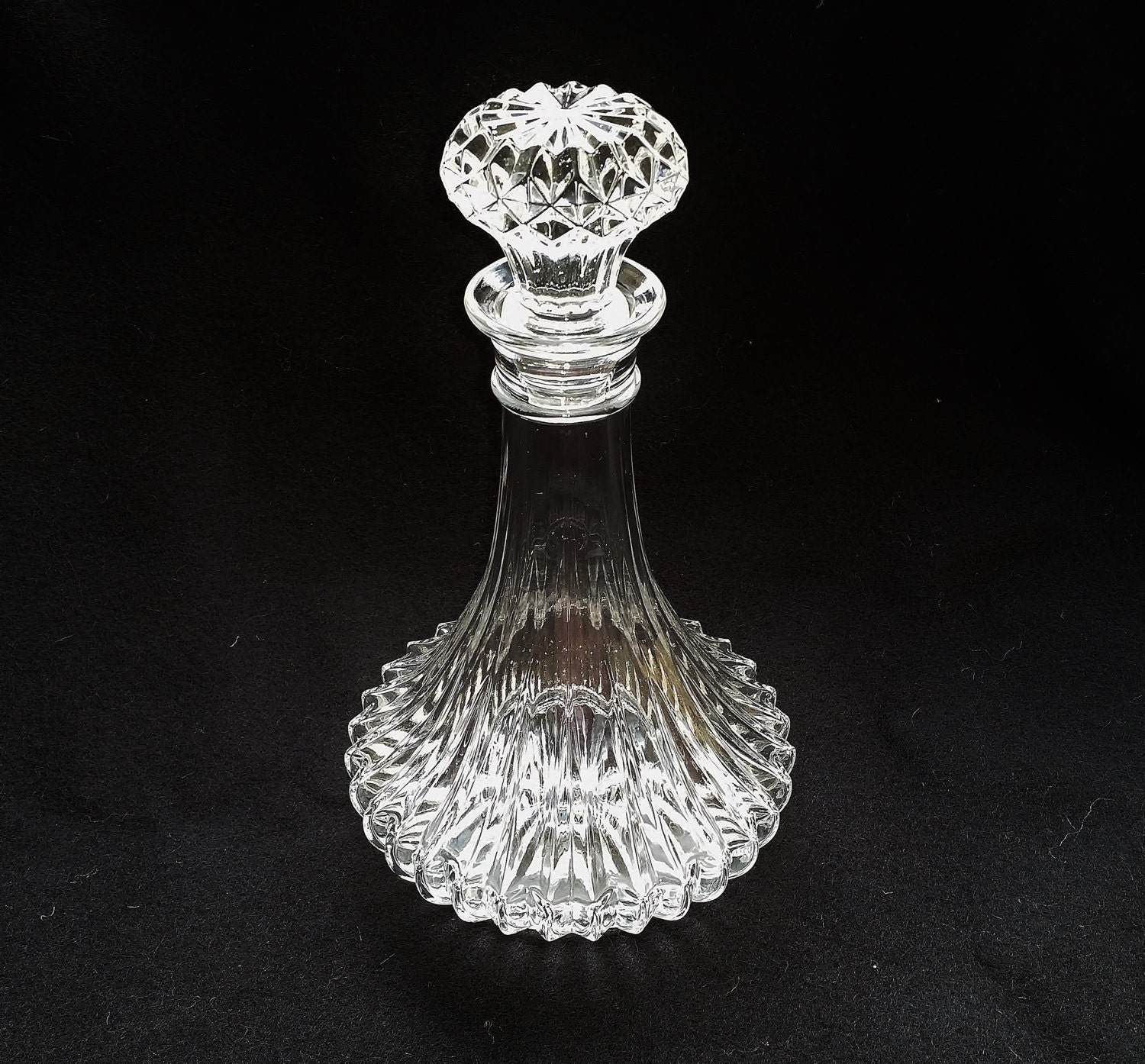 Pressed Glass Decanter. Vintage Wine Whisky Liquor Dispenser