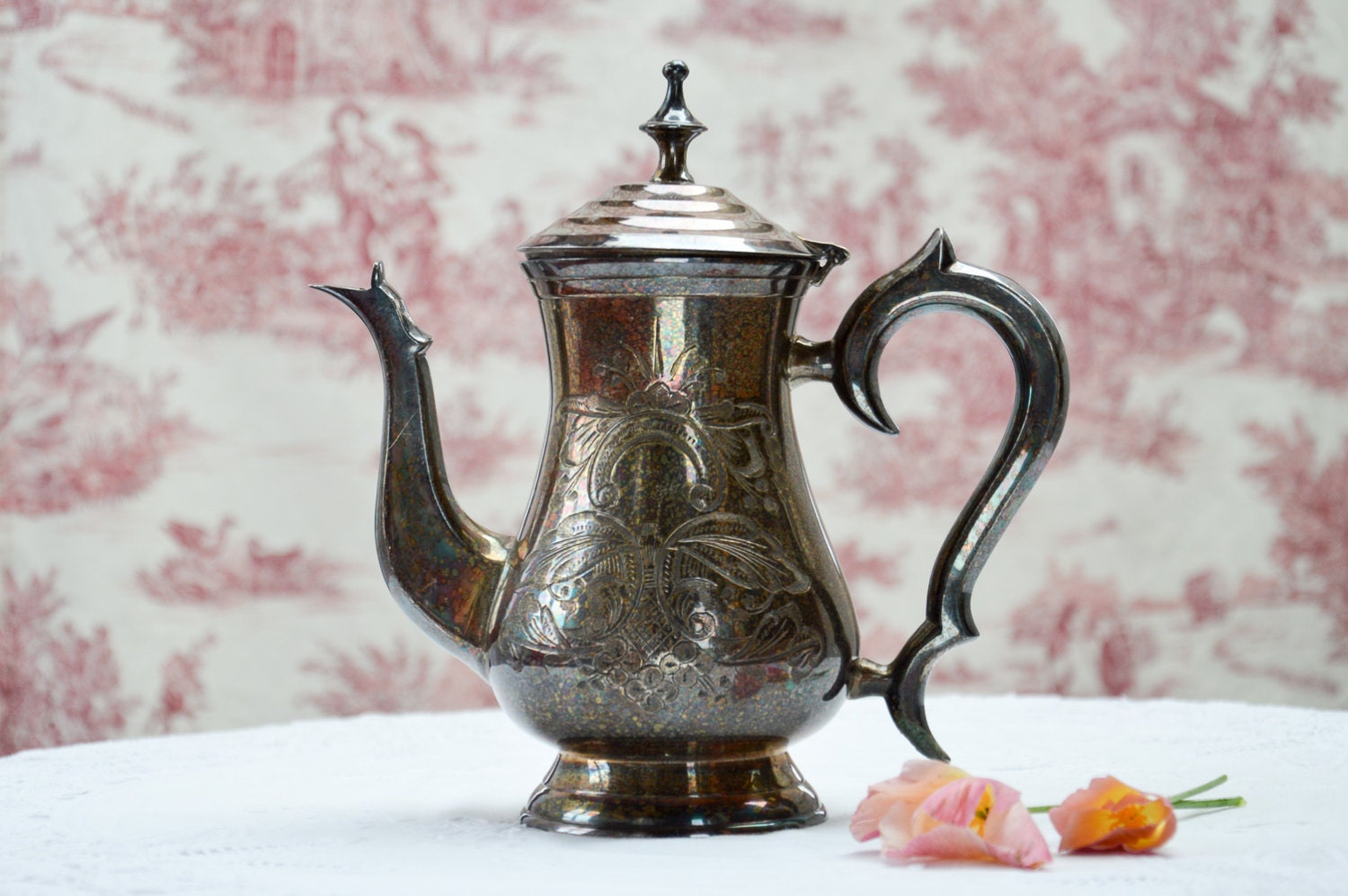 French EPNS Silver Plated Teapot. Antique Middle by LaCorbeille